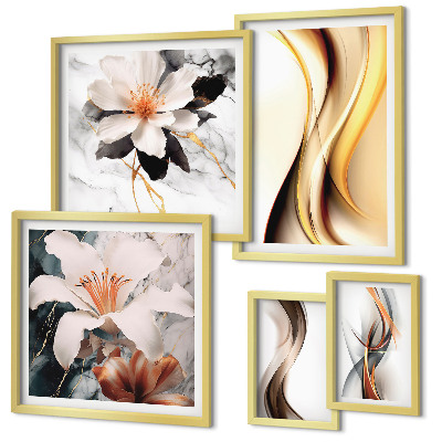 Polittico con cornice Eleganti fiori astratti