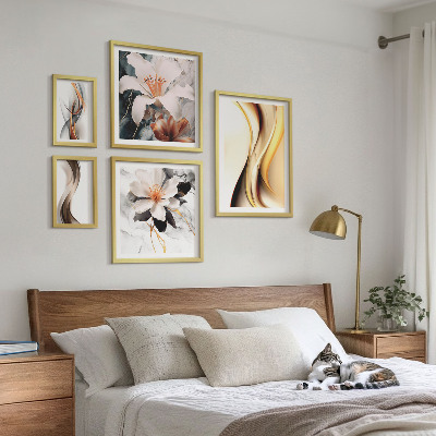 Polittico con cornice Eleganti fiori astratti