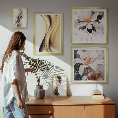 Polittico con cornice Eleganti fiori astratti