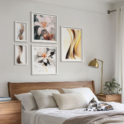 Polittico con cornice Eleganti fiori astratti