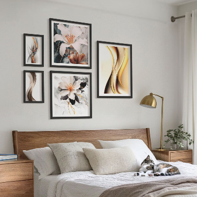 Polittico con cornice Eleganti fiori astratti