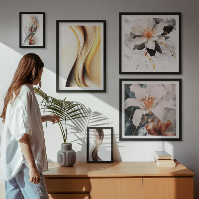 Polittico con cornice Eleganti fiori astratti