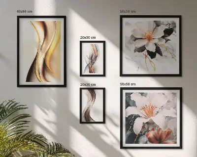Polittico con cornice motivo con eleganti fiori astratti