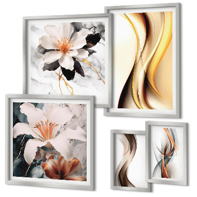 Polittico con cornice Eleganti fiori astratti