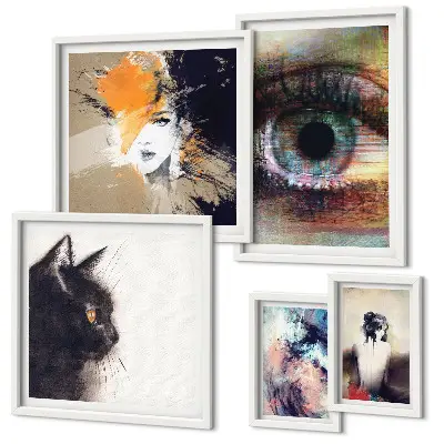 Set di 5 quadri con ritratti astratti nell'arte moderna