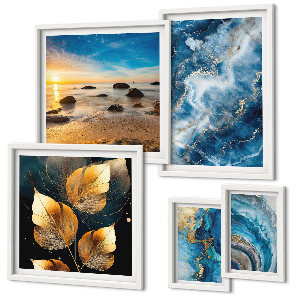 Set di quadri incorniciati Paesaggi astratti blu