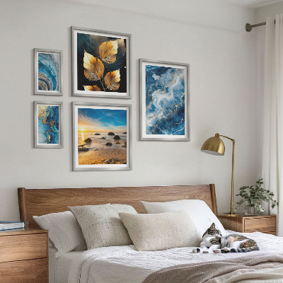 Set di quadri incorniciati Paesaggi astratti blu
