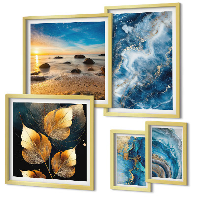 Set di quadri incorniciati Paesaggi astratti blu
