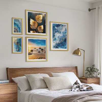 Set di quadri incorniciati Paesaggi astratti blu