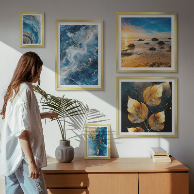 Set di quadri incorniciati Paesaggi astratti blu