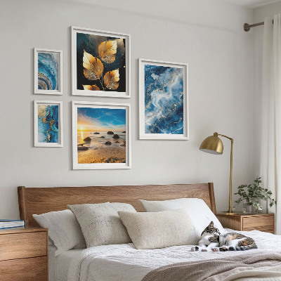 Set di quadri incorniciati Paesaggi astratti blu