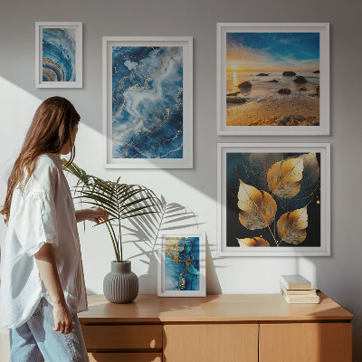 Set di quadri incorniciati Paesaggi astratti blu