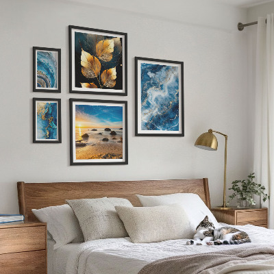 Set di quadri incorniciati Paesaggi astratti blu