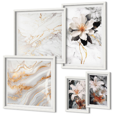 Polittico con cornice Fiori marmo eleganza