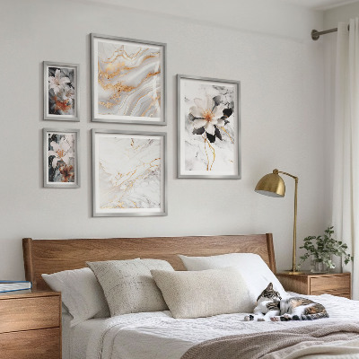 Polittico con cornice Fiori marmo eleganza