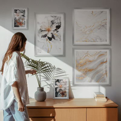 Polittico con cornice Fiori marmo eleganza
