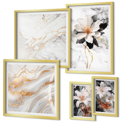 Polittico con cornice Fiori marmo eleganza