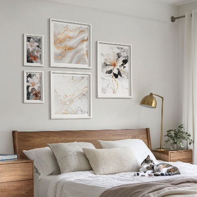Polittico con cornice Fiori marmo eleganza