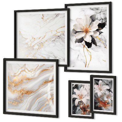 Polittico con cornice Fiori marmo eleganza