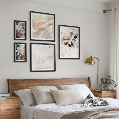 Polittico con cornice Fiori marmo eleganza