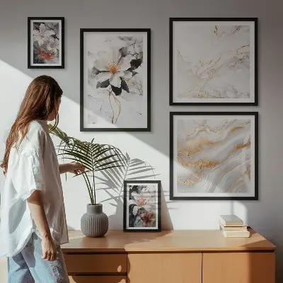 Polittico con cornice fiori di marmo con design elegante