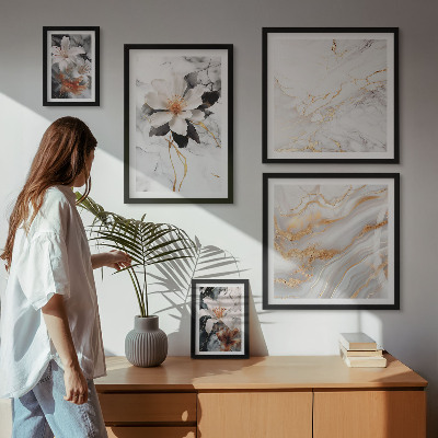 Polittico con cornice Fiori marmo eleganza