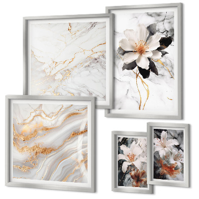 Polittico con cornice Fiori marmo eleganza