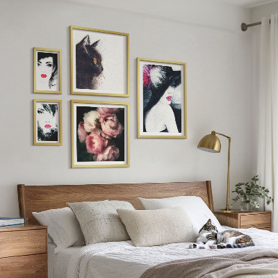 Set di 5 quadri Eleganti ritratti di donne con rose