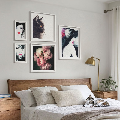 Set di 5 quadri Eleganti ritratti di donne con rose