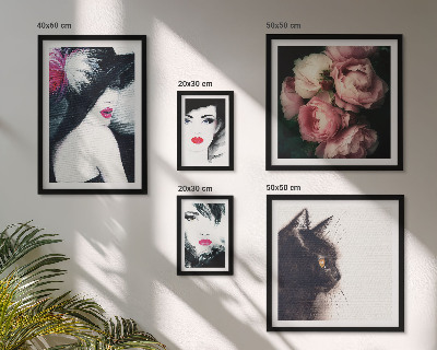 Set di 5 quadri Eleganti ritratti di donne con rose