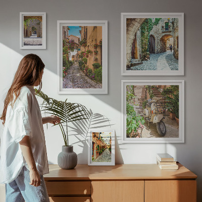 Set di quadri incorniciati Strade incantevoli adornate di fiori