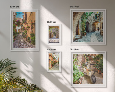Set di quadri incorniciati Strade incantevoli adornate di fiori