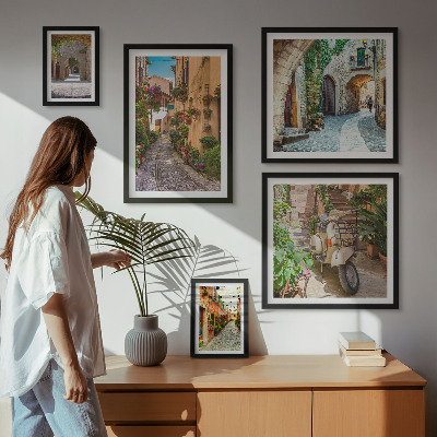 Set di quadri incorniciati Strade incantevoli adornate di fiori