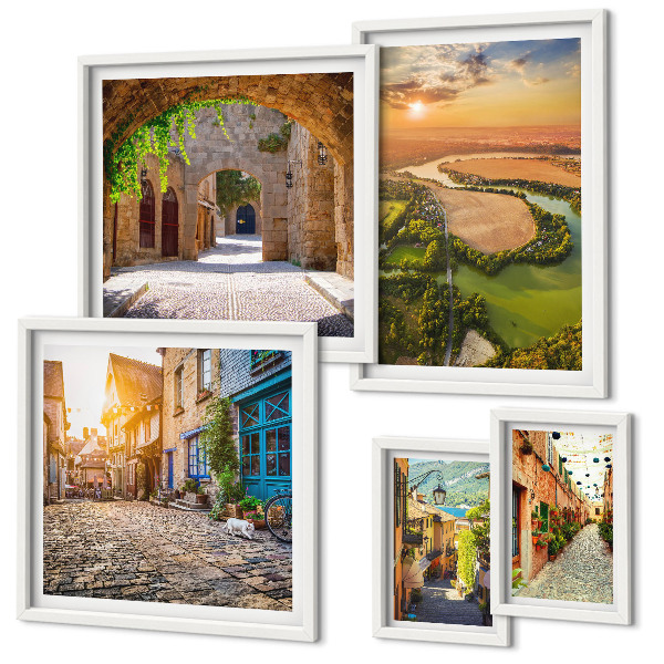 Set di 5 quadri Strade affascinanti e pittoresche