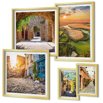 Set di 5 quadri Strade affascinanti e pittoresche