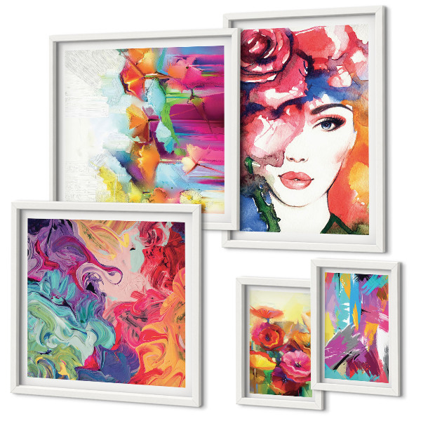 Set di 5 quadri Ritratti astratti colorati