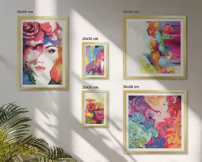 Ritratti astratti colorati set di 5 quadri