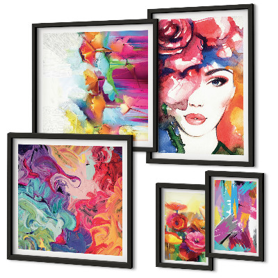 Set di 5 quadri Ritratti astratti colorati