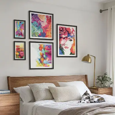 Ritratti astratti colorati set di 5 quadri