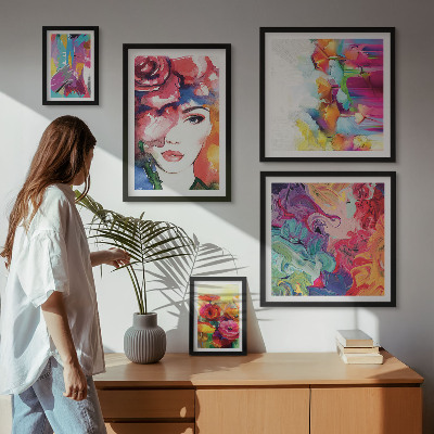Set di 5 quadri Ritratti astratti colorati
