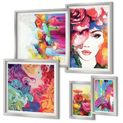 Set di 5 quadri Ritratti astratti colorati