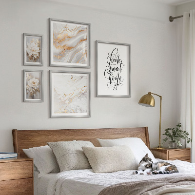 Set di quadri incorniciati Eleganti fiori interni in marmo