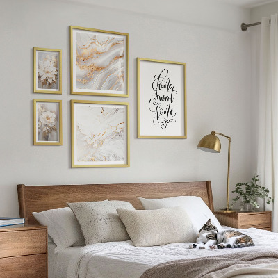 Set di quadri incorniciati Eleganti fiori interni in marmo