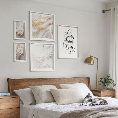 Set di quadri incorniciati Eleganti fiori interni in marmo