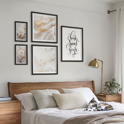 Set di quadri incorniciati Eleganti fiori interni in marmo