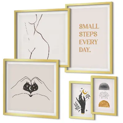Polittico con cornice motivazionale con scritta su pensiero positivo in stile minimalista