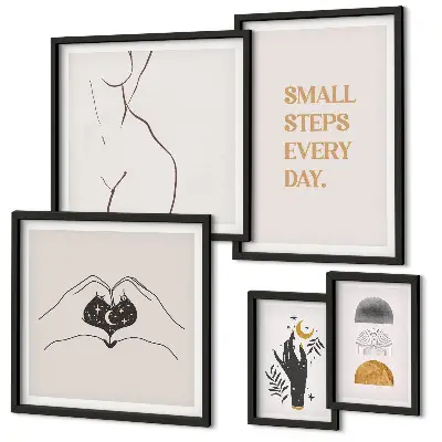 Polittico con cornice motivazionale con scritta su pensiero positivo in stile minimalista