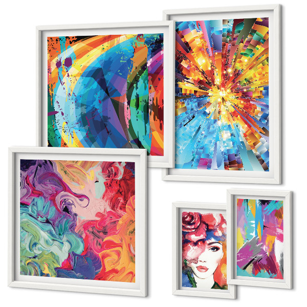 Set di 5 quadri Composizioni astratte e colorate
