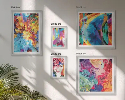 Set di 5 quadri con composizioni astratte e colorate