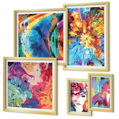 Set di 5 quadri Composizioni astratte e colorate